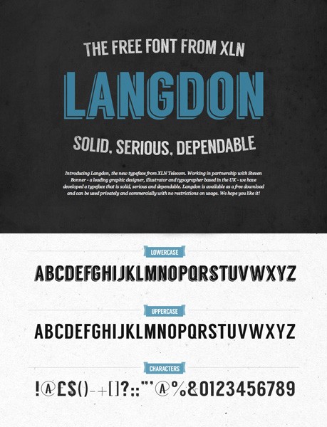 Ücretsiz 100 font Langdon